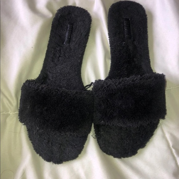 Forever 21 Shoes - Black Fur Slides (bundle for $1)
